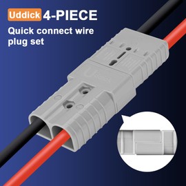 Uddick 350 Amp Battery Quick Disconnect Connecteur, 2/0 AWG 600V Battery Power Connector Plug, for Recovery Winch Auto Car Trailer Boat (Grey 4PCS)