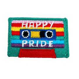 Obokata Embroidered Iron On Patches, Rainbow Cassette Tape Patch, Happy Pride Music Badge Sew On Emblem Applique DIY for Vest Jackets, Clothes, Shirts, Hats, Backbags, Pants, Clothing & Jeans.
