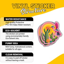 (3 Pcs) Hummingbird Desert Cacti Southwest Sticker – Nature Quote Vinyl Decal Waterproof for Laptop, Water Bottle, Tumbler, Car – Gift for Nature Lovers, Desert Fans – 3 Inch