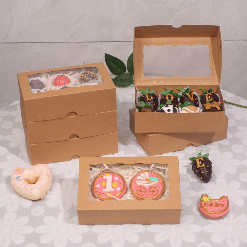 ROSPAKTEK 50pcs Brown Bakery Boxes 7x4.3x2 In - Perfect for
