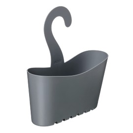TATAY Shower Basket with Hooks, Polypropylene, Multi-Function Basket, Allows You to Hang the Basket in the Shower, Grey, 25 x 9 x 28 cm