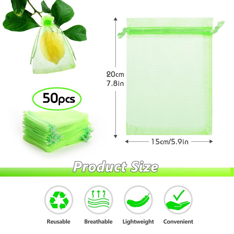 GWHOLE 50pcs 6x8 Inch Fruit Protection Bags, Fruit Cover Mesh