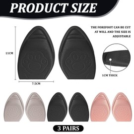 WUFGWBD 3 Pairs of Pointed Insoles, Forefoot Pads for High Heels, Anti-Wear Forefoot Pads, Anti-Slip Forefoot Pads, Shoe Accessories