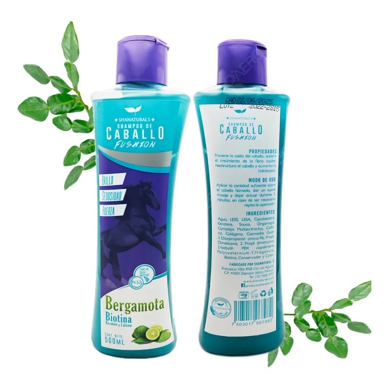 Shampoo Shanaturals de Caballo de 500mL bergamota y biotina