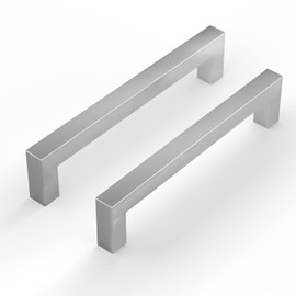 LONTAN Pack of 2 Furniture Handles, Stainless Steel Cabinet Handles, Stainless Steel Handles for Kitchen Cabinets, Kitchen Handles, 128 mm Hole Spacing, Cabinet Door Handles, Kitchen Stainless Steel