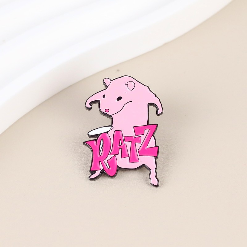 Funny Pink Rat Meme Enamel Pin, Kawaii Rat Humor Badge