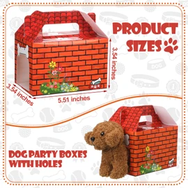Gilprop 24 Pcs Dog Party Favor Boxes Animals Adoption Party Box Puppy Treat Bags with Holes Dog House Shaped Gift Cases Theme Candy pack Foldable Decoration for Puppy Birthday Favor Shower Decoration