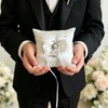 2PC Admireshun Ivory Satin Bow Ring Bearer Pillows, 5.9 Inch