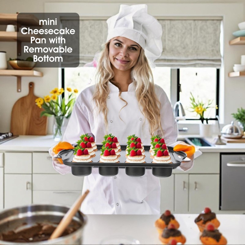 Tobeelec 2 Pack Mini Cheesecake Pans Removable Bottom 12 Cavity