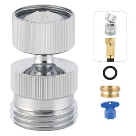 Hibbent Garden Hose Adapter Kit with Faucet Aerator Key for Bathroom Kitchen, Multi-Thread Sink Swivel Faucet Aerator Adapter to Connect Garden Hose, Chrome Finish