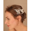 Teyglen 2pcs Silver Pearl Crystal Hair Barrette Bridal Rhinestone Hair