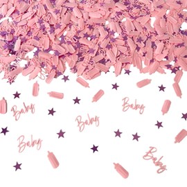 WEIKA Pink Baby Shower Decorations, Baby Shower Confetti Metallic Foil Confetti Decorations for Party Decorations for Gilrs Women, DIY Arts and Crafting