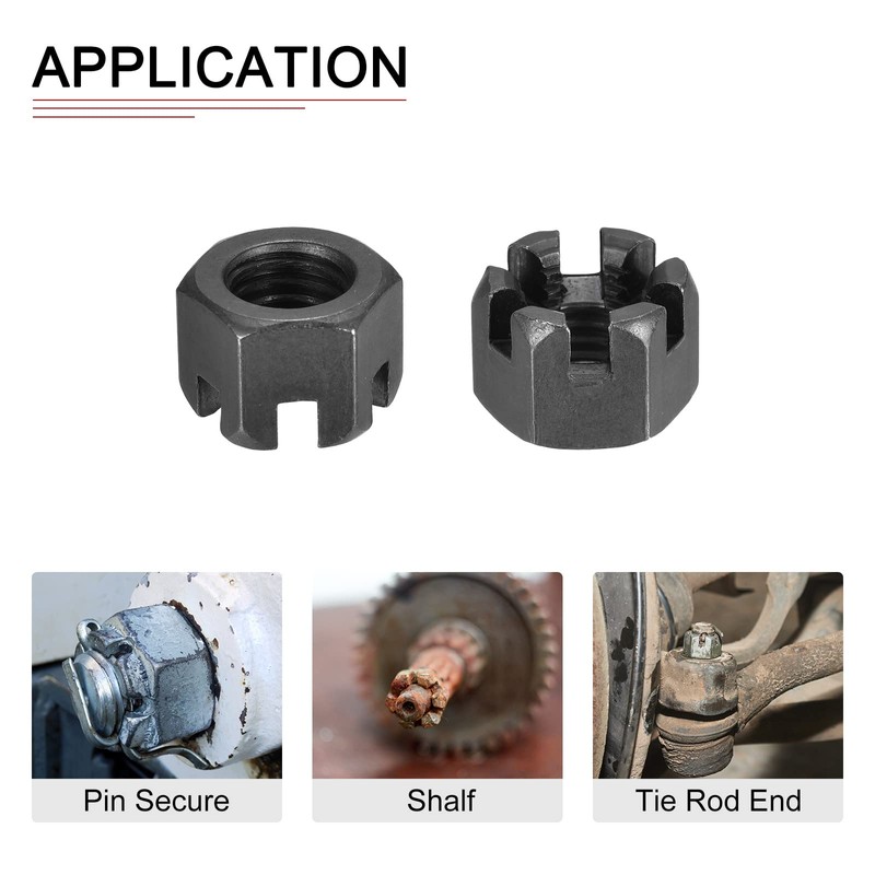 DTGN M12x1.75mm(DxP) Slotted Hex Castle Nuts - 10Pack - Good