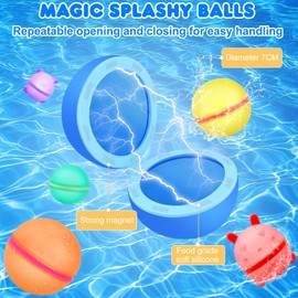 BBWELL Wasserbomben Wiederverwendbar Selbstschließend, 16 Wiederverwendbar Silikon Wasserbomben,Wiederverwendbare Wasserballons Mit 1 Mesh Bag,für Wasserparks für Kinder,Erwachsene