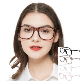 AEZUNI 4 Pack Retro Oversized Square Reading Glasses for Women Trendy Style Readers 1.00 1.50 2.00 2.50 3.00 3.50 4.00 5.00 6.00 (4Mix,250)