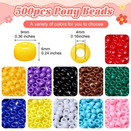 XIANNVXI Yellow Pony Beads 500Pcs 9mm Acrylic Pony Beads Bulk Hair Beads for Braids for Making Friendship Bracelets Necklace DIY Crafts Key Chains Ornaments Decorations