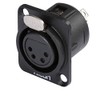 HICON Panel Socket XLR Female 4-Pin D-Tap Black | HI-X4DF-G