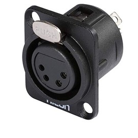 HICON Panel Socket XLR Female 4-Pin D-Tap Black | HI-X4DF-G