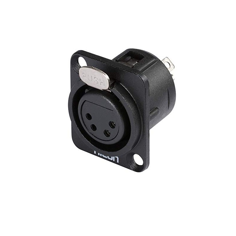 HICON Panel Socket XLR Female 4-Pin D-Tap Black | HI-X4DF-G