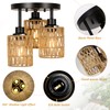3-Lights Boho Light Fixtures Ceiling Mount, Farmhouse Rattan Chandelier, Hand