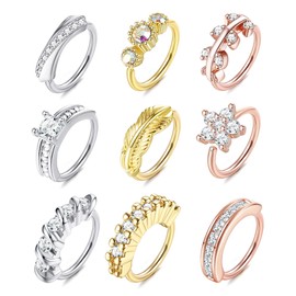 Sllaiss 20G Nose Rings 316L Stainless Steel Nose Hoops Set Mix Colour