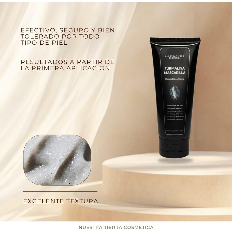 Nuestra Tierra Cosmética Mascarilla Turmalina en Crema, Desintoxicante, Iluminadora y