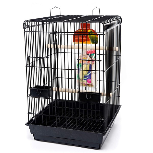 Penn-Plax Starter Kit Cage with Accessories for Small Parrots, Black, 1 1/2" or More (BCK6)