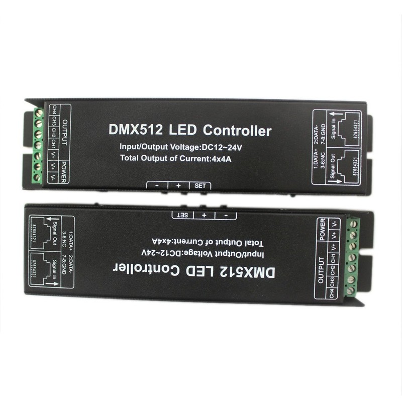 JOYLIT DMX512 LED Decoder 4CH 4A 192W with Digital Display,