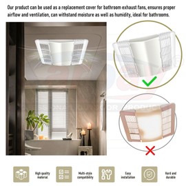 85315000 Vent Fan Cover Grille and Lens for Broan Nutone 663, 663N, 663FL, 663LN, 669L, 669LN, 669FN, 770F, 763RLN, 769RLN, for Broan Nutone Bathroom Ventilation Plastic Cover, Bathroom Fan Exhaust