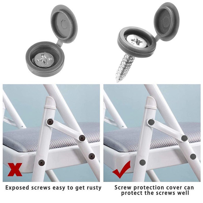 150Pcs Grey Screw Caps Hinged Plastic Screw Cover Caps for