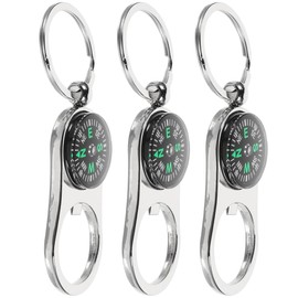 NOLITOY Compass & Keychain Set of 3, Retro, Zinc Alloy, Luminous, Compass, Carabiner, Camping, Mountain Climbing, Disaster Preparedness Goods, Small Gift