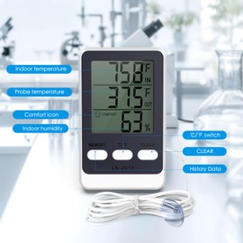 AMIR Newest Digital Refrigerator Thermometer, Freezer Thermometer with External Sensor, Fridge Thermometer with Max Min, in and Out Temperature for Refrigerator, Fish Tank