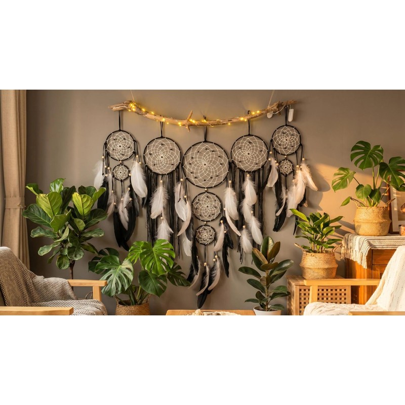 5 Pack Moon Phase Dreamcatcher Set Boho Wall Decor, Boho