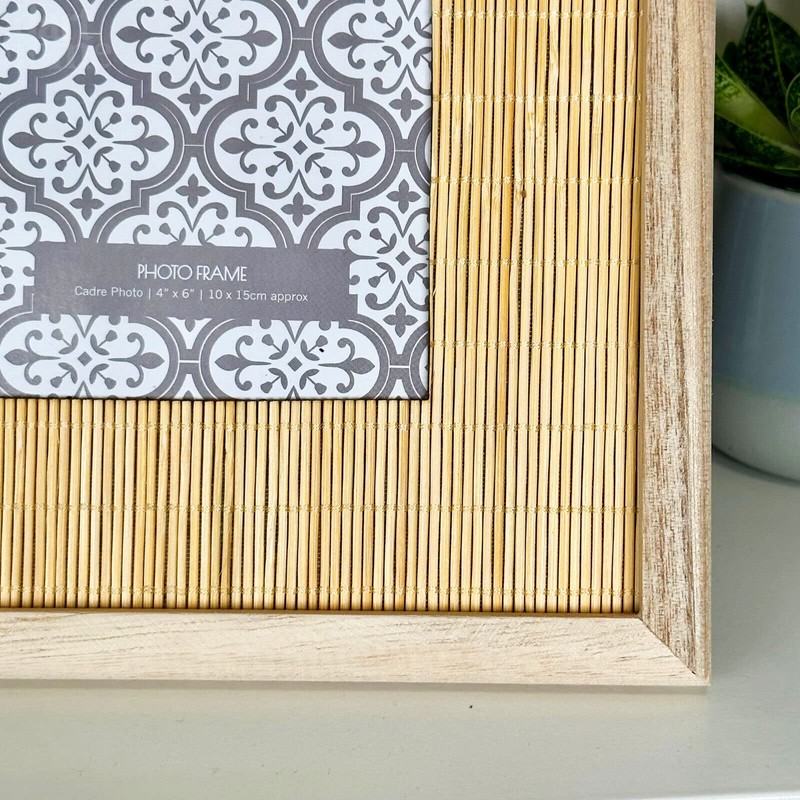 Bamboo Photo Frame 4x6 Standing Rectangular Vintage Modern Wood Picture