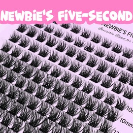 VEYESBEAUTY VEYESBEAUTY Lash Clusters Individual Eyelash Extensions Thin & Invisible Band DIY False Eyelashes for Self-application Newbie's Five-Second Series Wispy Lash Tray, Siren 8-16mm Mixed Length