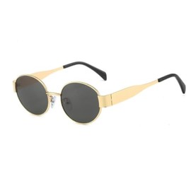 JBINNGROUSE Retro Oval Sunglasses Trendy Sun Glasses Classic Shades UV400 Protection for Women Men (Gold/Grey)