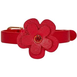 Blueberry Pet PU Leather Adjustable Cat Collar with Bell and Flower, Red, Collar for Kitten Puppy Small Dogs, Neck 7.8"-10"