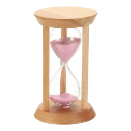 PATIKIL 30 Minutes Sand Timer, 1 Pcs Wooden Sand Watch High Glass Sandglass Timer for Living Room Home Office Restaurant Decoration, Pink