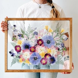 Volakk Floating Frames 16x20 Walnut Shadow Box Frame For Pressed Flower Floater Frame Double Glass Pressed Flower Floating Frame 20x24 Bouquet Frames For Wedding Memory