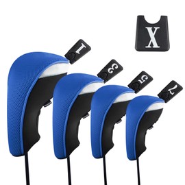 Andux 4pcs/Set Golf 460cc Driver Fairway Wood Club Head Covers Blue