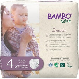 Bambo Nature Hypoallergenic Baby Diapers, Eco-Labelled Sustainable Diapers, Enhanced Leakage Protection, Totally Chlorine-Free, Skin Friendly, and Super Absorbent - Size 4 (54 Count)