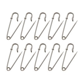 Shapenty 1.78Inch/45mm Steel Wire Spring Lock Safety Pins Fasteners for Skirt Blankets Clothing Fabric Craft Quilting Knitting, Upholstery and Tablecloth Bed Sheets Secure, 10PCS (Silver, 45mm)