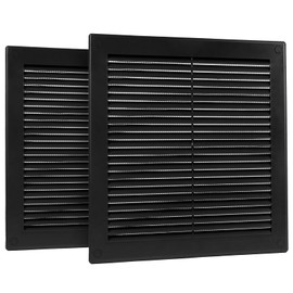 HVAC OV 2pack 8" x 8" Inch Black Plastic Square Vent Cover - HVAC Air Return Grille - Built-in Protection Screen - Fresh Air Exchange in Your Household