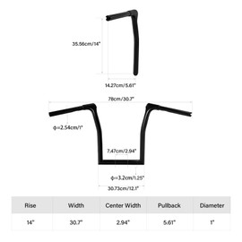 TCMT 14" Rise 1.25'' Fat Ape Hanger Bar Handlebar Fit For Harley Road King 2014-2023 Softail Breakout FXBR Fat Boy FLFB FLFBS Sport Glide FLSB 2018-2023