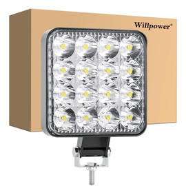 Willpower LED work light, 1 x 3.3 inch 48 W spotlight, LED headlight, 12 V for car, excavator, trailer, tractor, truck, SUV, off-road