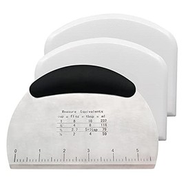 Dough Scraper, 3 Pcs Pastry Pizza Cutter Chopper with Handle and Measuring Scale, Stainless Steel