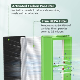HAPF300AHD-U4R True HEPA Filters Replacement for Holmes AER1 Air Purifier, Parts # HAPF300AH-U4R, HAP242-NUC, 4 True HEPA + 8 Pre Filter