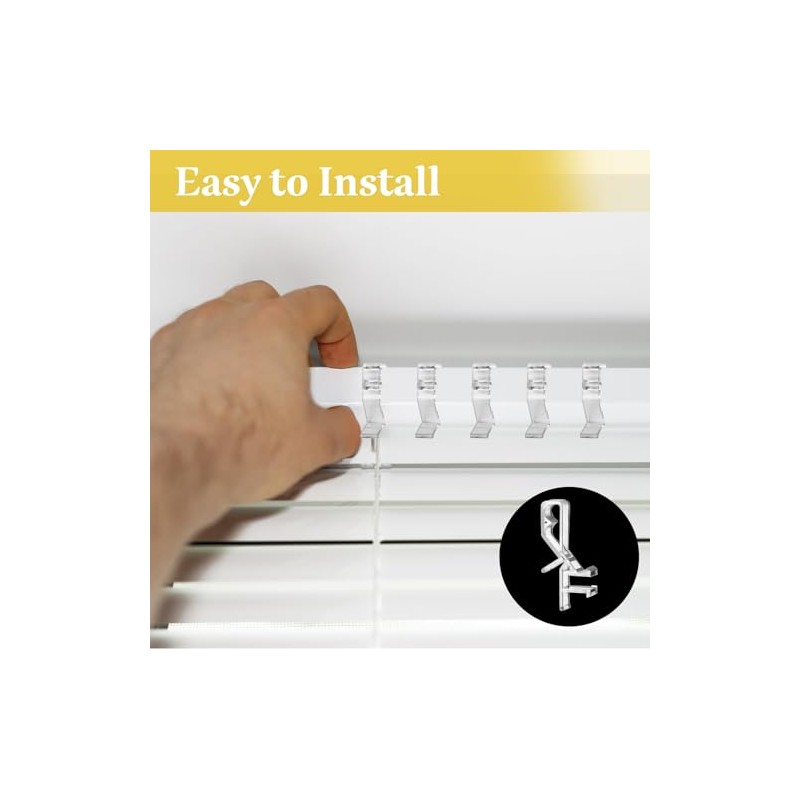 20 Pcs Hidden Channel Valance Clips for Blinds, 1-7/8Inch Clear