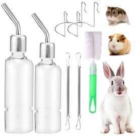 Pack of 2 Rabbit Drinking Bottles, Winterproof Drinking Bottle, Guinea Pigs, Drinking Bottle, Rabbit with Holder, Rabbit Drinking Bottle, Hamster Drinking Bottle, Rodent Drinker, Small Pets
