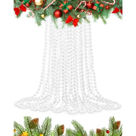 UKDeals Direct® 10m Long Christmas Bead Chain - Christmas Shiny Bead Garlands - Christmas tree Decorations (White Pearl)